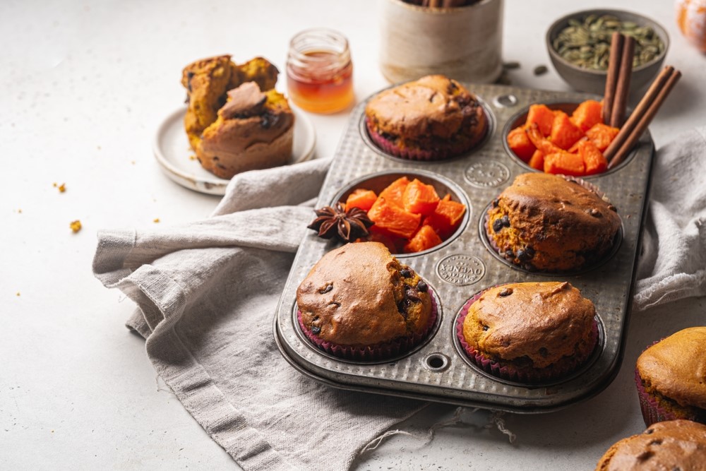 Dýňové muffiny s čokoládou a oříšky